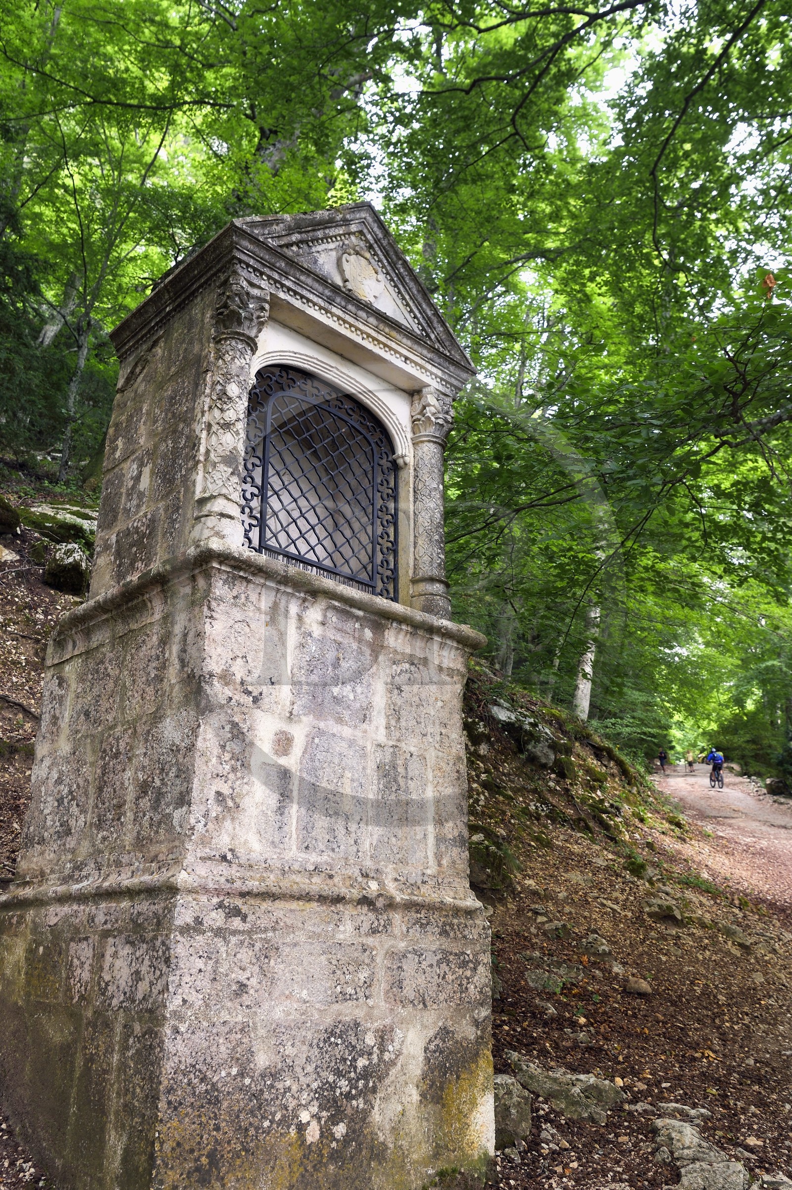 France, Var, Plan d'Aups Sainte Baume, Sainte-Baume Regional Nature Park, Massif de la Sainte-Baume relic forest protected for several centuries and classified as a national biological reserve, oratory on the Chemin des Rois (kings path)