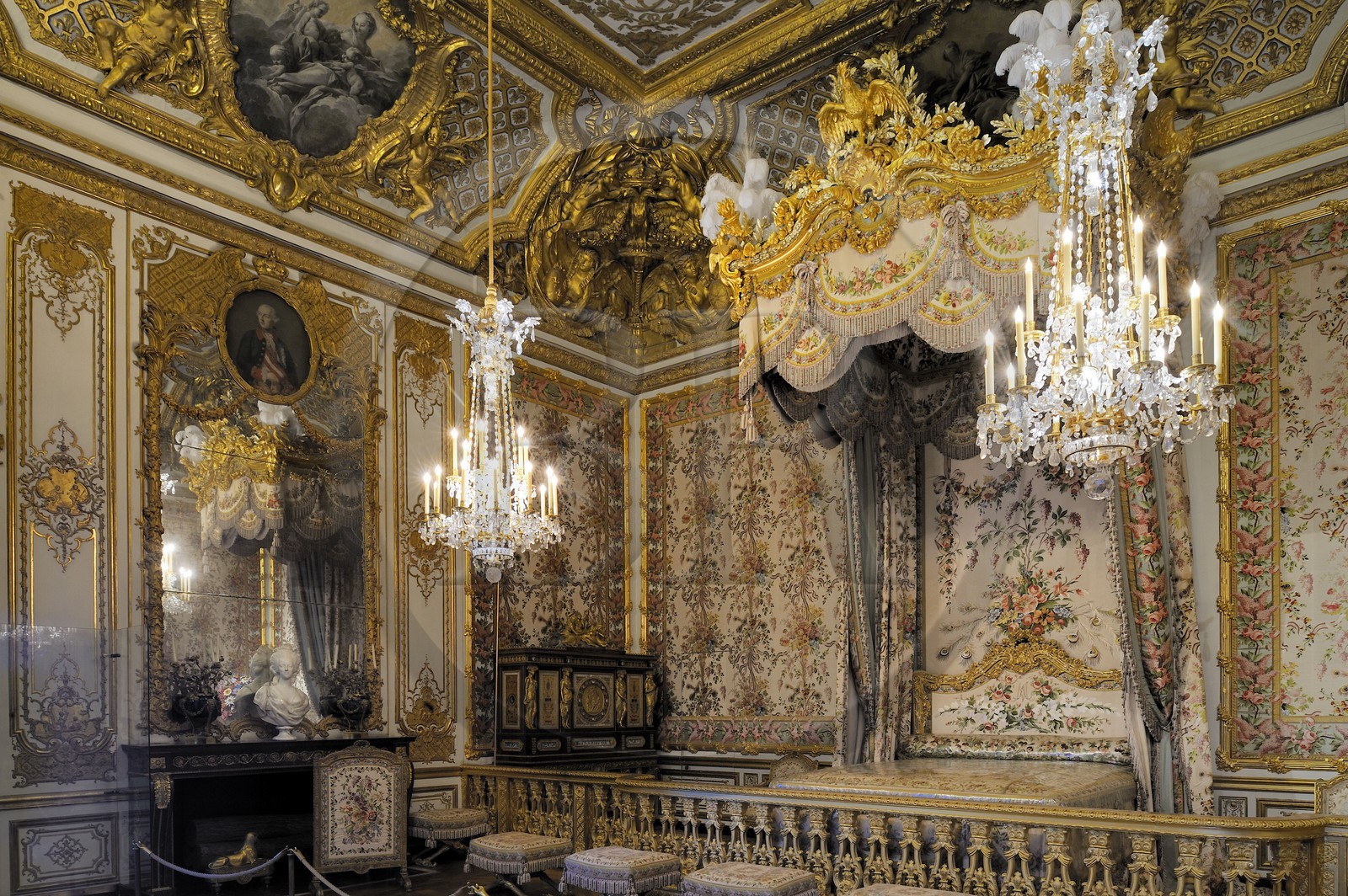 France, Yvelines (78), château de Versailles, classé Patrimoine Mondial de l'UNESCO, les Grands Appartements, la chambre de la Reine