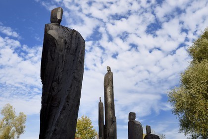 France, Marne (51), Beaumont-sur-Vesle, sculptures de Christian Lapie dans son atelier extérieur