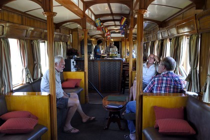 Namibia, Otjozondjupa region, the Shongololo express train, the buffet car