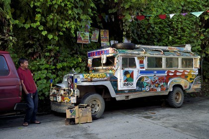 Philippines, Ifugao province, Banaue town, jeepney (elongated jeep to transport passengers)