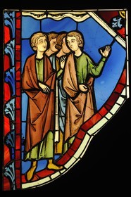 France, Paris, Musee du Moyen-Age (Middle Ages Museum), the former Hotel de Cluny, stained-glass window from the Sainte-Chapelle in Paris