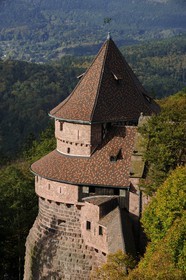 France, Bas-Rhin (67), le château du Haut-Koenigsbourg, le Grand Bastion surplombant la forêt alentours