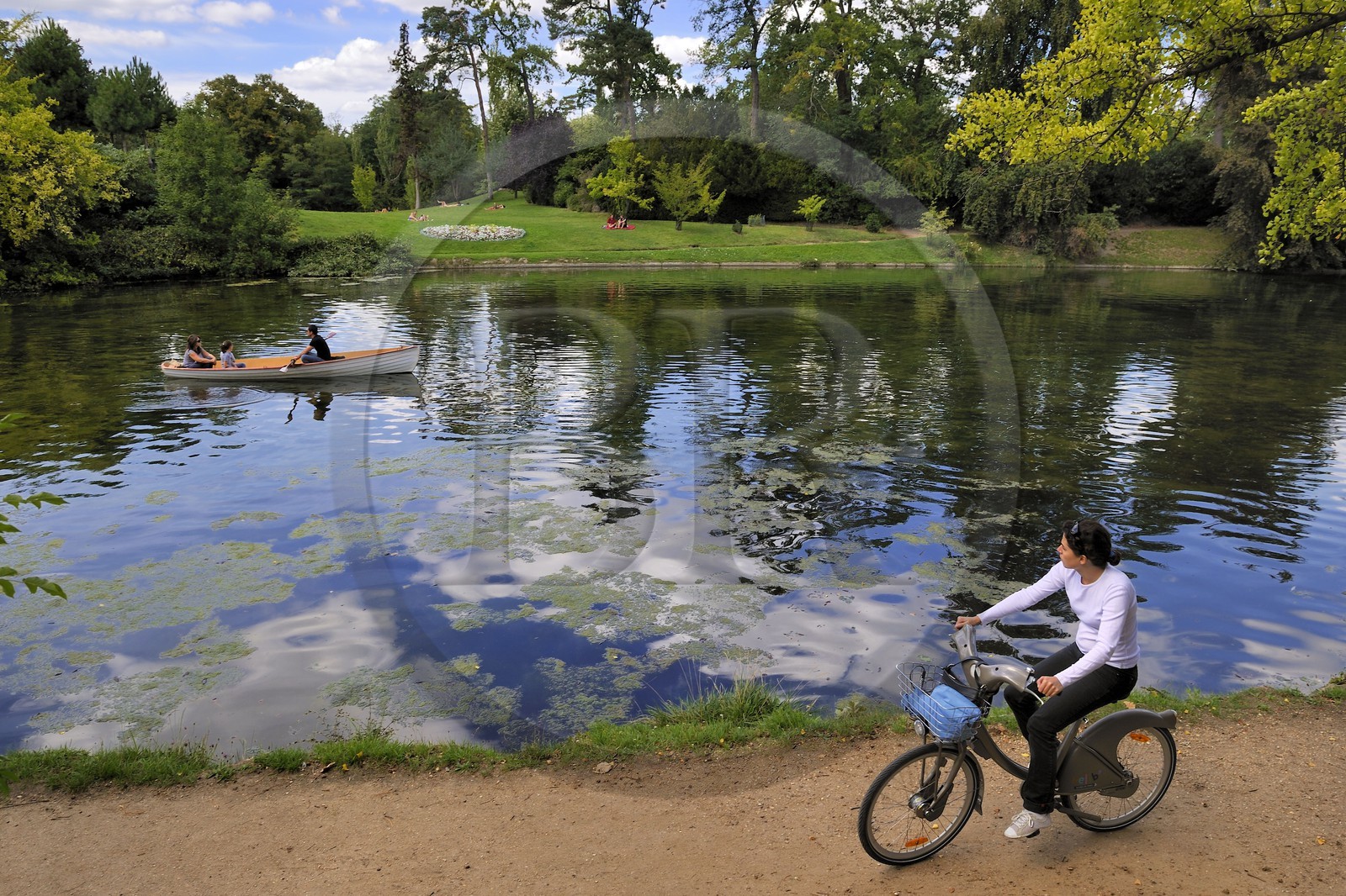 France, Paris (75), le Bois de Boulogne, promenade en barque autours des iles du Lac Inférieur
