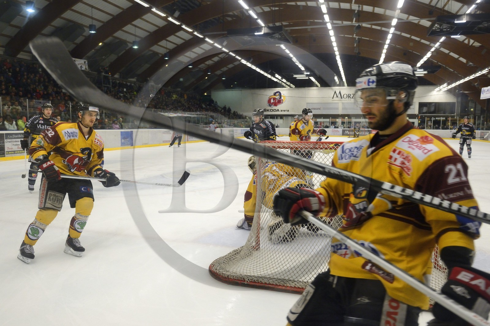 France, Haute-Savoie (74), Morzine, match de hockey sur glace du Hockey Club Morzine-Avoriaz appelé les Pingouins