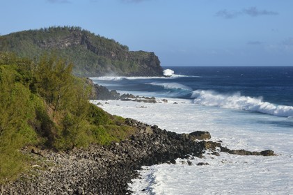 France, Reunion island (French overseas department), Petite-Ile on the southern coast, beach and rocks towards Grand Anse