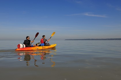 France, Manche, crossing the Bay of Mont Saint Michel in kayak