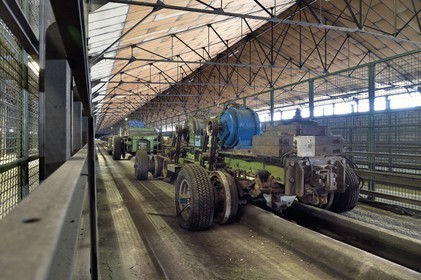 France, Puy de Dome, Clermont Ferrand, Test tracks at the Michelin plant in Cataroux, lead-weighted trolleys went back and forth incessantly to test the tires