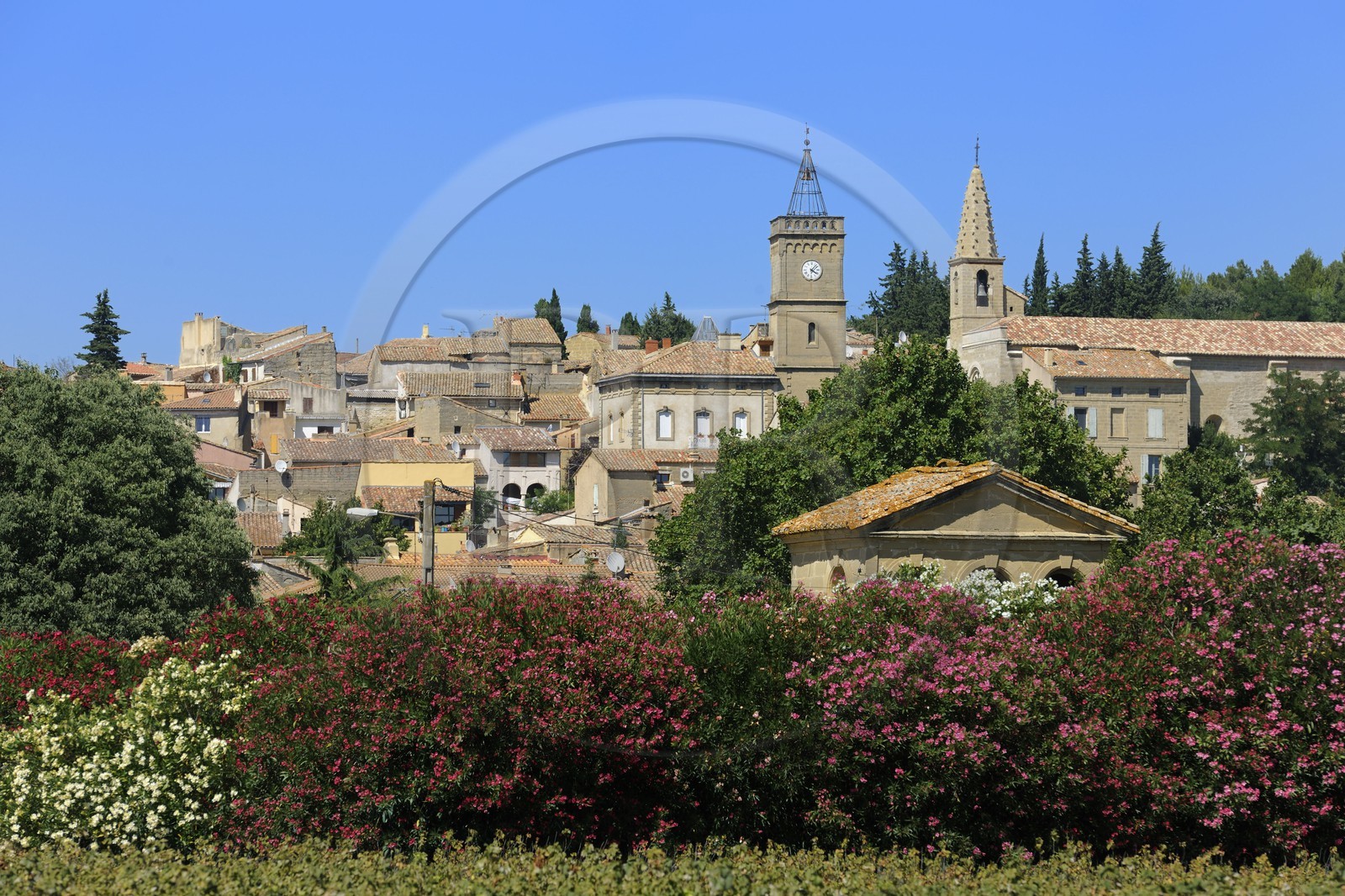 France, Gard, region of the Pays d'Uzege, Saint-Quentin-la-Poterie, the Grand'Rue (main street)