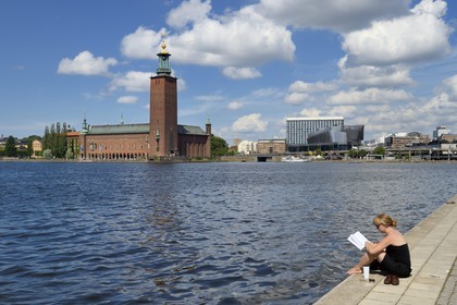 Suède, Stockholm, île de Kungsholmen, l'hôtel de ville de Stockholm (Stadshuset) construit par l'architecte Ragnar Ostberg