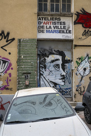 France, Bouches du Rhone, Marseille, Panier district, mural and graffiti in rue de Lorette