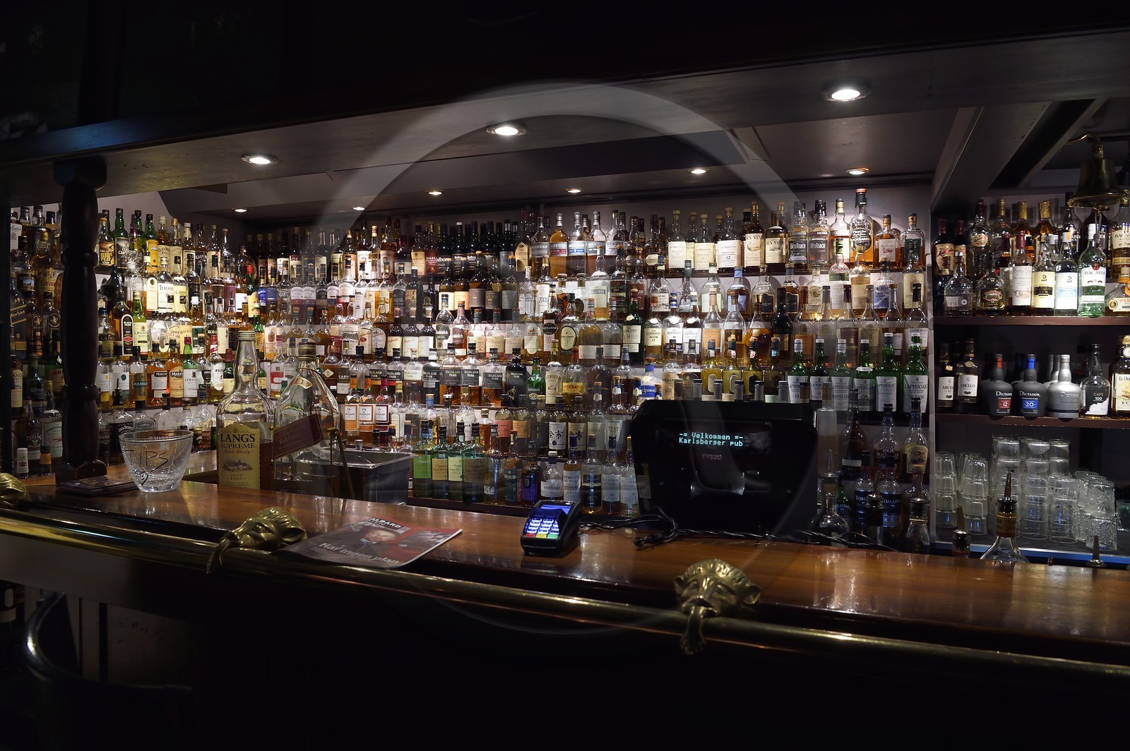 Norway, Svalbard, Spitzbergen, Longyearbyen, the Karlsberger whisky bar has more than 800 bottles