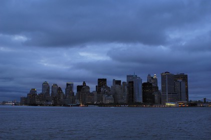 Etats-Unis, New York, Manhattan, downtown vu depuis la mer
