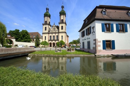 France, Bas Rhin, the Ried, Ebersmunster, abbey church of Saint-Maurice from the 18th century and german baroque style