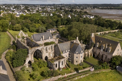 France, Cotes d'Armor, Paimpol, the 13th century Beauport Abbey  (aerial view)