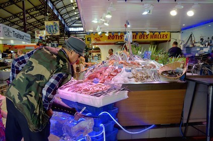 France, Aude (11), Narbonne, le marché couvert, poissonnier