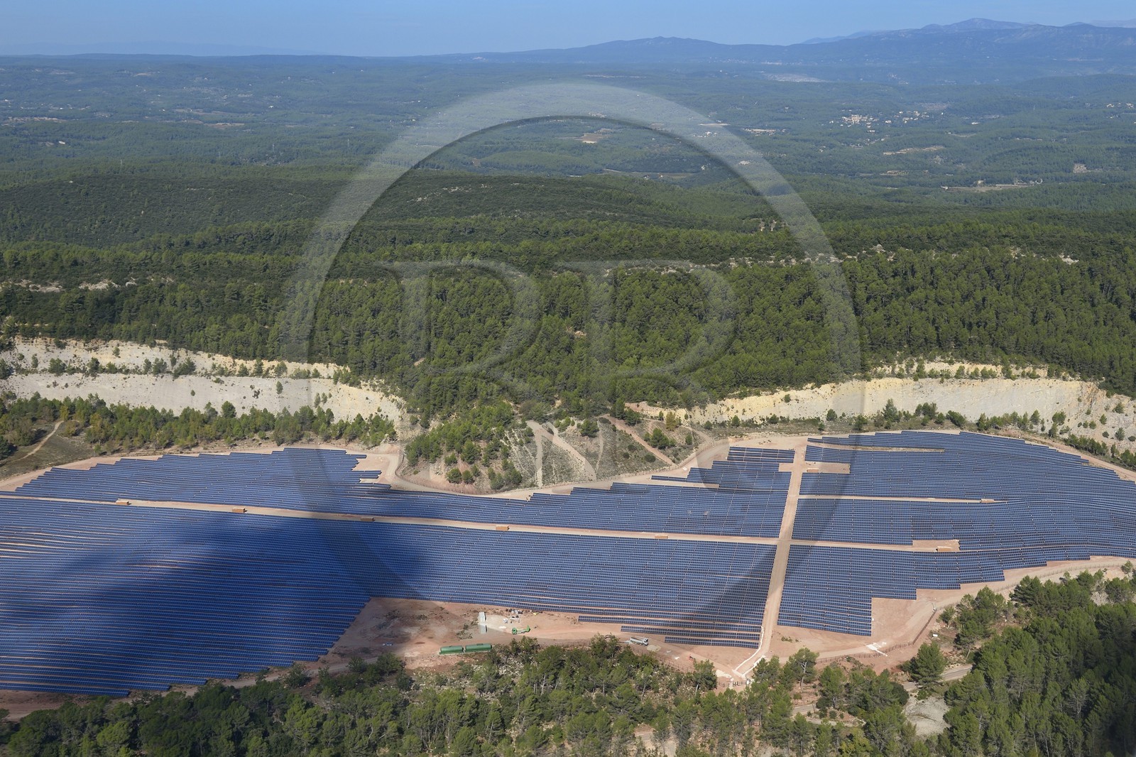 France, Var, photovoltaic panels solar park (aerial view)