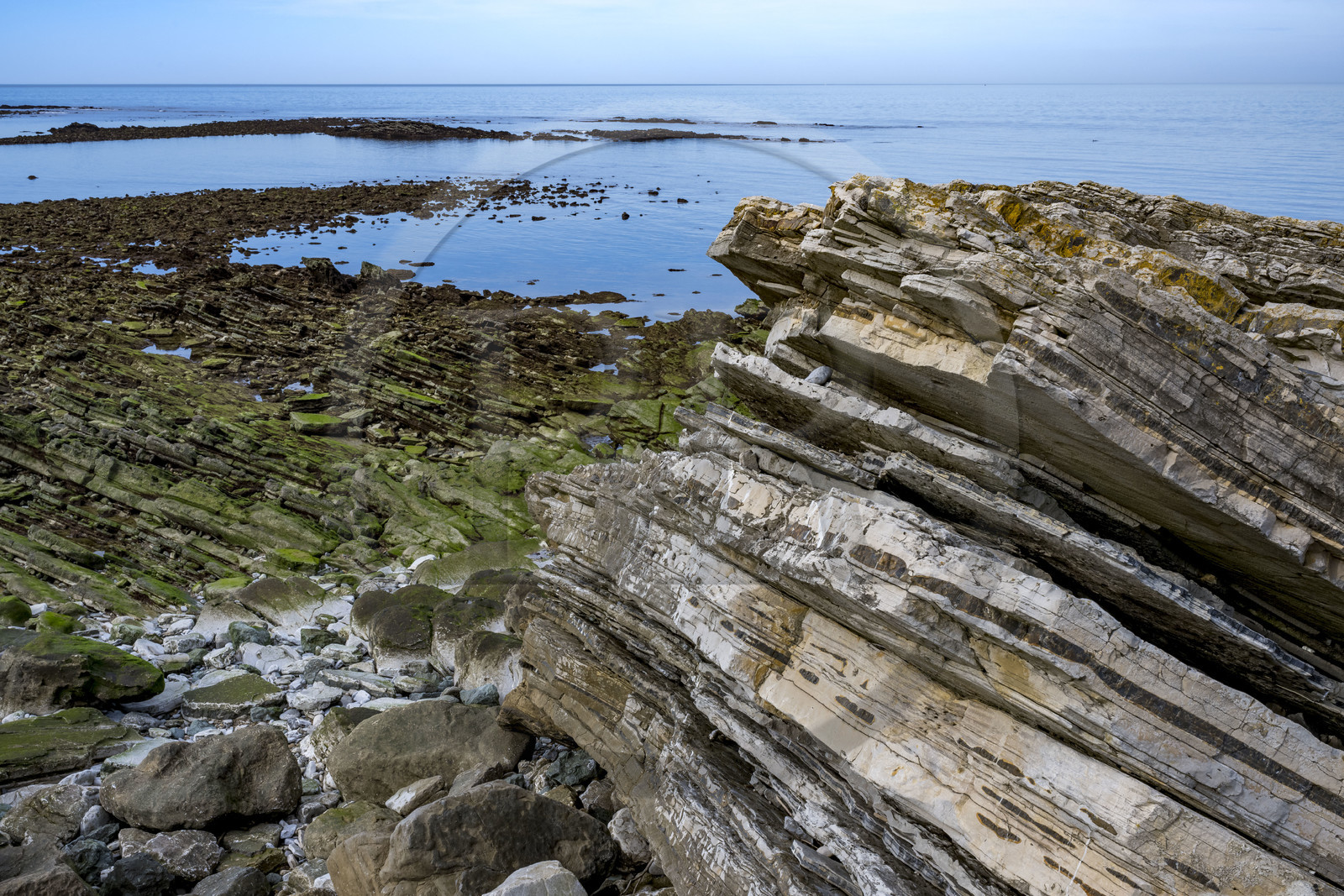 France, Pyrénées-Atlantiques (64), la côte du Pays-Basque, Guéthary, la cote rocheuse, roche de flysch