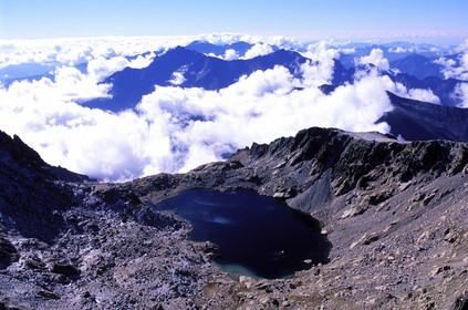 France, Haute-Corse (2B), le lac du Mont Rotondo (vue aérienne)
