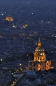 France, Paris (75), the Eglise du Dome (Dome church) of the Invalides and the Arc de Triomphe seen from the Montparnasse Tower