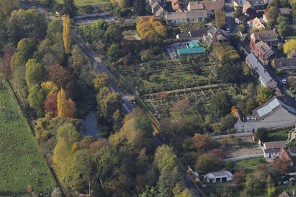 France, Eure, Giverny, Monet's house and garden (aerial view)