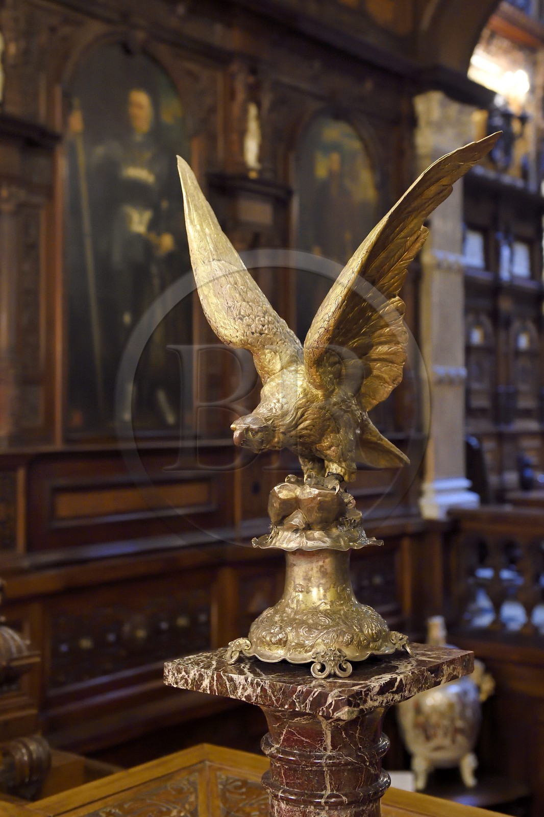 Roumanie, Valachie, Sinaia, château de Peles ancienne résidence royale édifiée de 1875 à 1883 pour le roi Carol Ier de Roumanie, le hall d'honneur