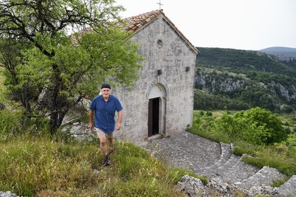 France, Var, Dracenie, Comps sur Artuby, Saint Jean Baptist chapel, Paul Amoros author of several books on the Templars