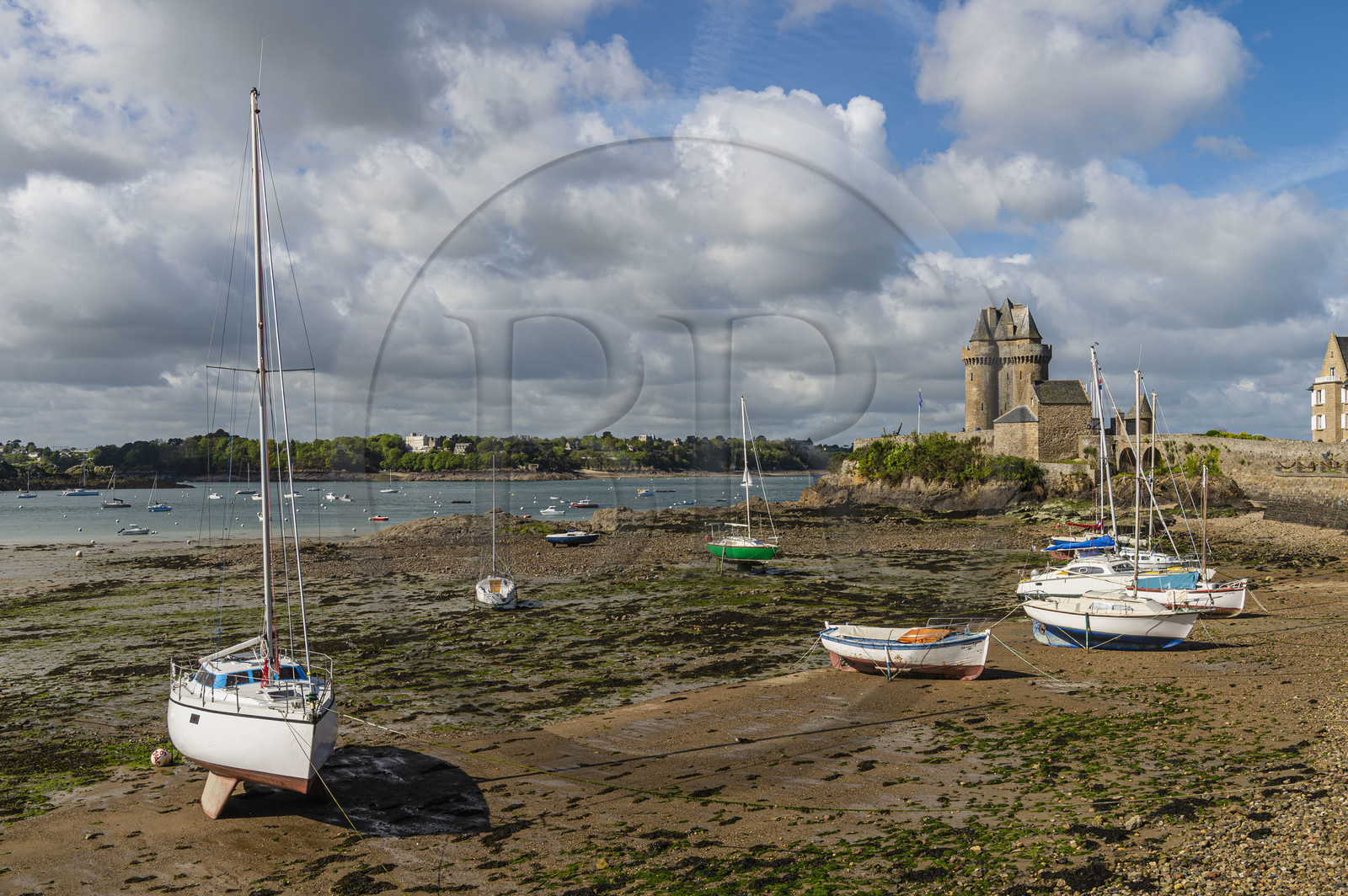 France, Ille et Vilaine, Cote d'Emeraude (Emerald Coast), Saint Malo, Saint-Servan district, the port and the Solidor Tower built in 1382, Cap-Hornier Long-Course International Museum