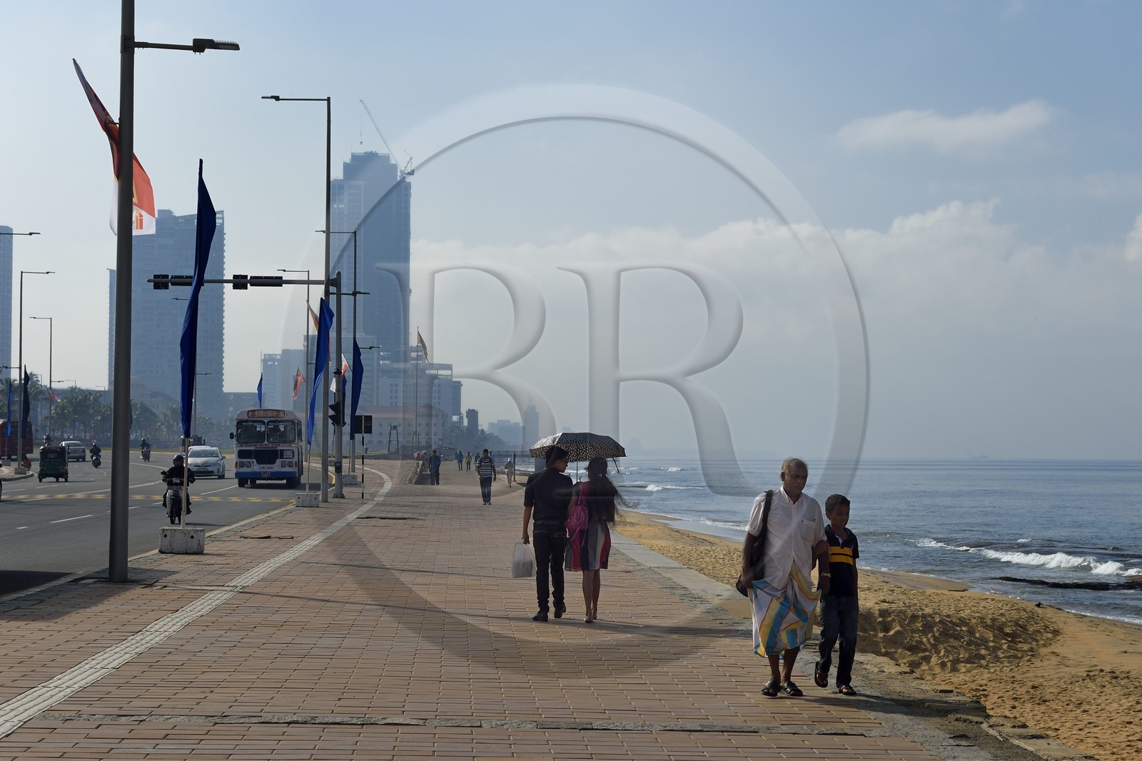 Sri Lanka, province de l'ouest, district de Colombo, Colombo, la promenade de bord de mer du Galle Face Beach