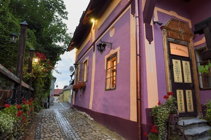 Romania, Transylvania, Sighisoara, one of the seven saxon fortified cities in Transylvania, listed as World Heritage by UNESCO, old street in the citadel