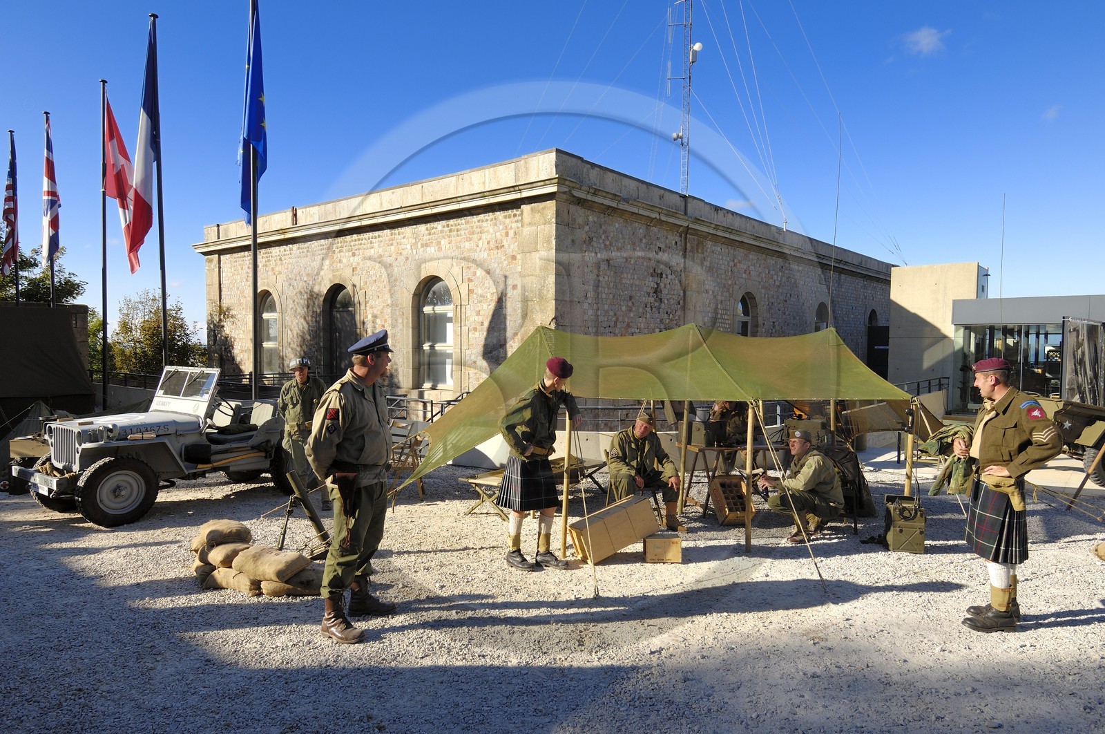 France, Manche (50), Cherbourg, Fort du Roule - musée de la Libération, reconstitution historique de la période du débarquement lors de la journée du patrimoine, soldats britaniques