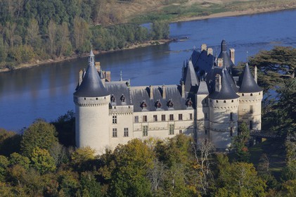 France, Loir et Cher, Loire Valley, listed as World Heritage by UNESCO, Chaumont sur Loire, the castle (aerial view)