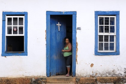 Brésil, Etat du Minas Gerais, Tirandentes, la rue Padre Toledo (Route de l'or, Estrada Real)