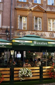 Poland, Warsaw, outside restaurant on a small place in the old town