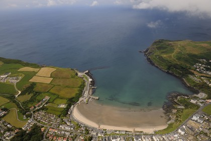 United Kingdom, England, Isle of Man, Port Erin Bay (aerial view)