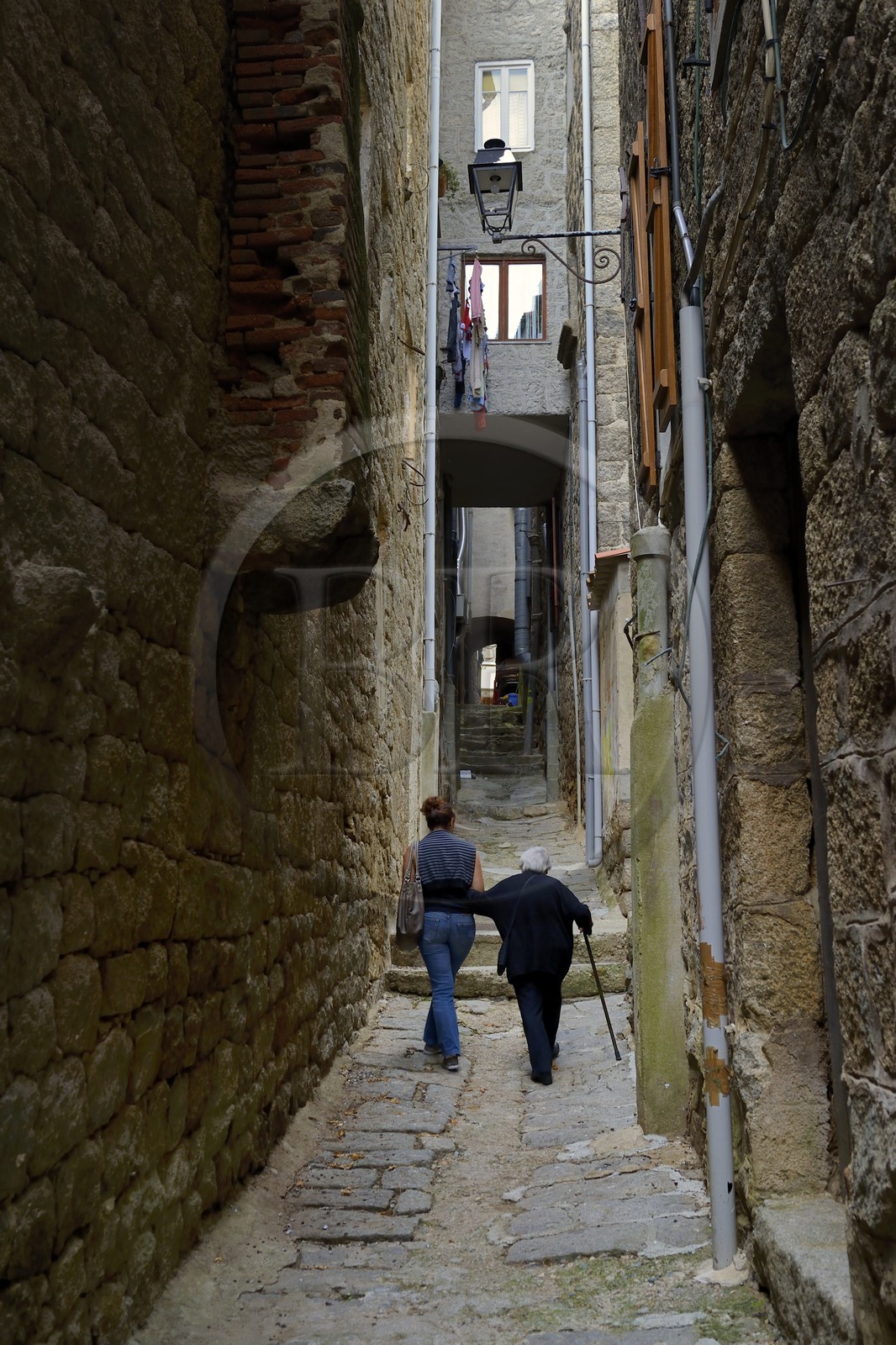 France, Corse du Sud, Sartene, Bradi passage, some streets are so tight you touch the walls on each side