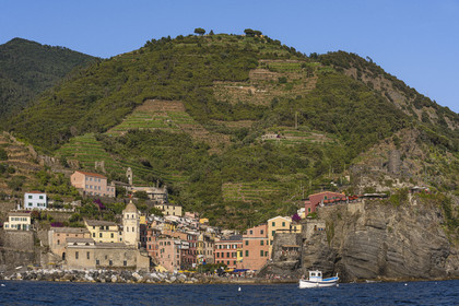 Italie, Ligurie, Cinque Terre, parc national des Cinque Terre classé Patrimoine Mondial de l'UNESCO, village de Vernazza