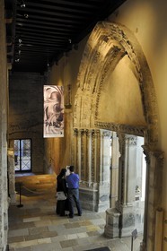France, Paris, Musee du Moyen-Age (Middle Ages Museum), the former Hotel de Cluny, portal of Saint-Germain des Près chapel