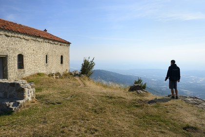 France, Loire, the Parc Naturel Regional du Pilat (Natural Regional Park of Pilat) and the Rhone valley seen from the Saint Sabin Chapel