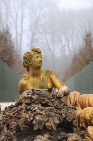 France, Yvelines (78), parc du château de Versailles, classé Patrimoine Mondial de l'UNESCO, bassin de Flore ou du printemps en hiver
