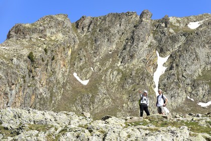 France, Alpes-Maritimes (06), parc national du Mercantour, Haute-Vésubie, vallon de la Madone de Fenestre, randonnée vers le col de Fenestre