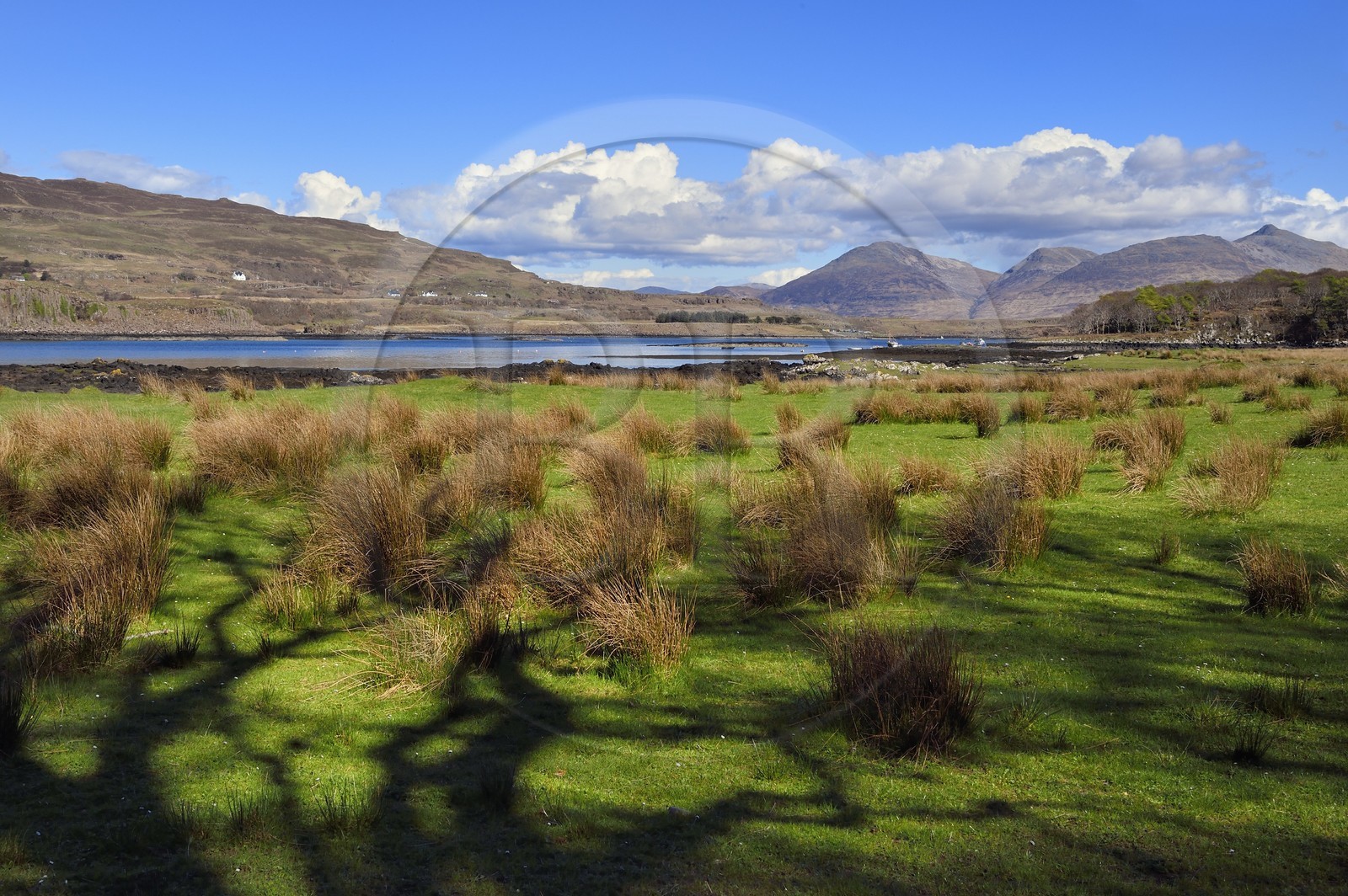 United Kingdom, Scotland, Highland, Inner Hebrides, Island of Ulva near the west coast of the Isle of Mull (in the background)