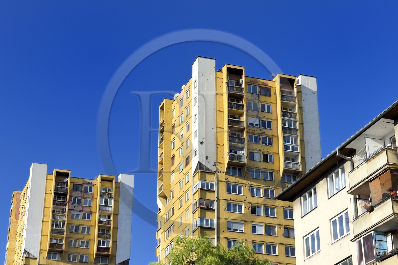 Bosnia and Herzegovina, Sarajevo, bullet holes dating from the siege of Sarajevo by Serb Army Republic of Bosnia between 1992 and 1996