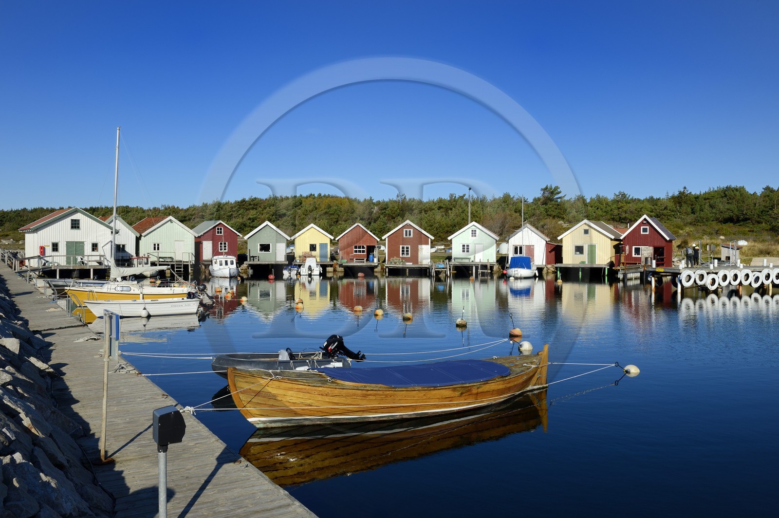 Suède, Västra Götaland, Iles Koster, Sydkoster, port de pêche de Brevik