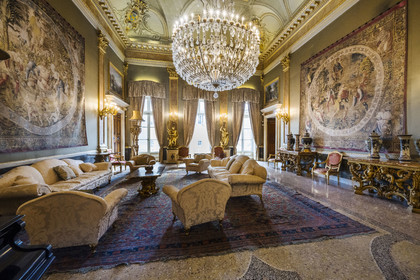 Italy, Liguria, Genoa, Rolli Palace listed as World Heritage by UNESCO, the palazzo Interiano Pallavicino built in 1567, the living room on the second noble floor