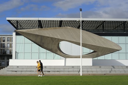France, Seine-Maritime (76), Le Havre, Centre-ville reconstruit du Havre par Auguste Perret classé Patrimoine Mondial de l'UNESCO, le musée d'Art Moderne André Malraux en bord de mer