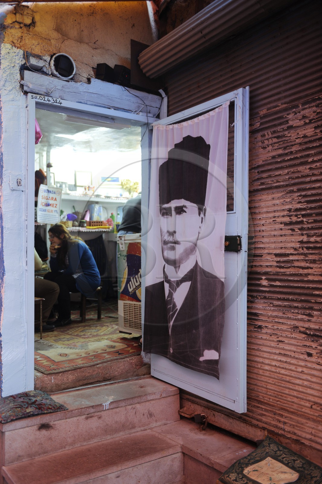 Turkey, Central Anatolia, Ankara, Ataturk portrait in a house of the old town