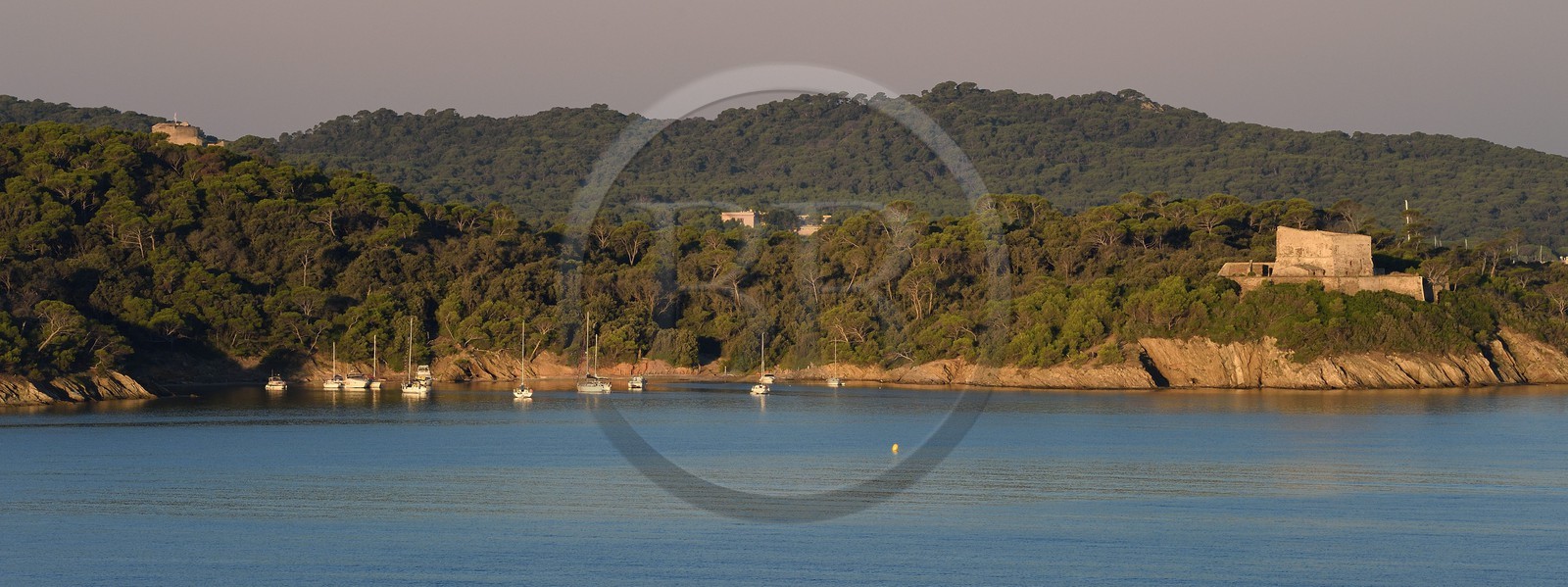France, Var, Iles d'Hyeres, Parc National de Port Cros (National park of Port Cros), Porquerolles island, the Alycastre Fort and Bay