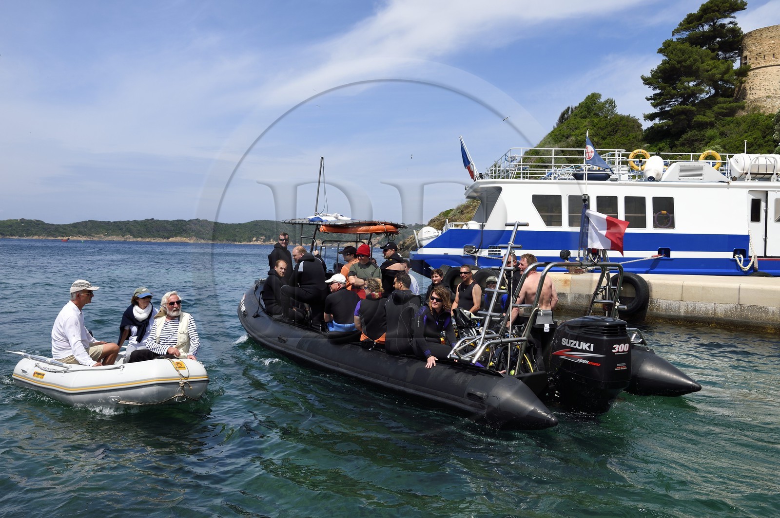 France, Var (83), Iles d'Hyères, parc national de Port Cros, Ile de Port-Cros, le port