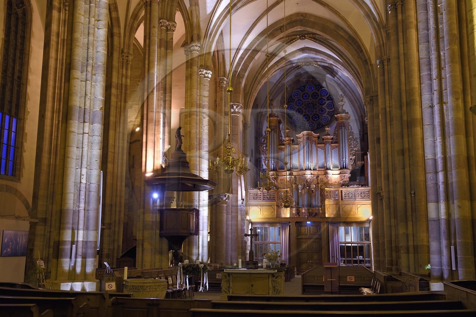 France, Bas-Rhin (67), Strasbourg, vieille ville classée au Patrimoine Mondial de l’UNESCO, l'église protestante Saint-Thomas, orgue Jean-André Silbermann (1740)